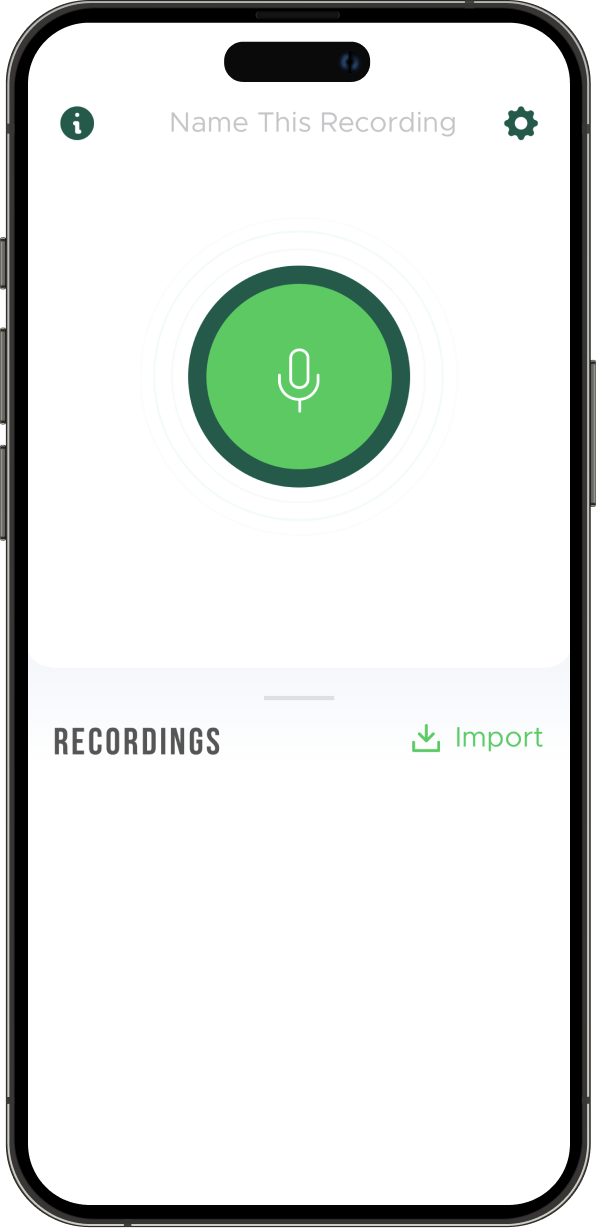 Phone frame with Transcriber recording interface